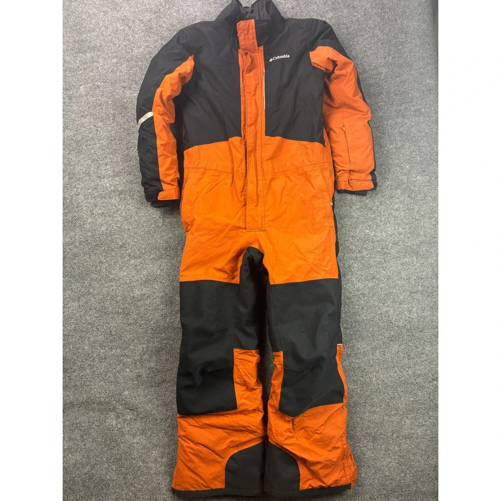 Columbia Buga Snow Suit Kids L 14/16 Orange Black Outgrown One Piece Omni Tech